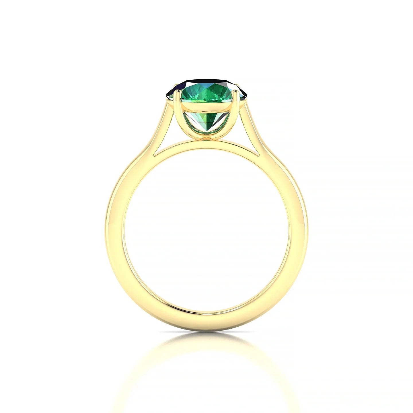 Cathedral | 18k Yellow Gold 8 mm Round Emerald Ring