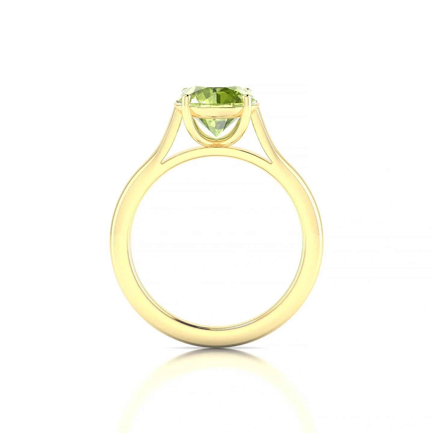 Cathedral | 18k Yellow Gold 8 mm Round Peridot Ring