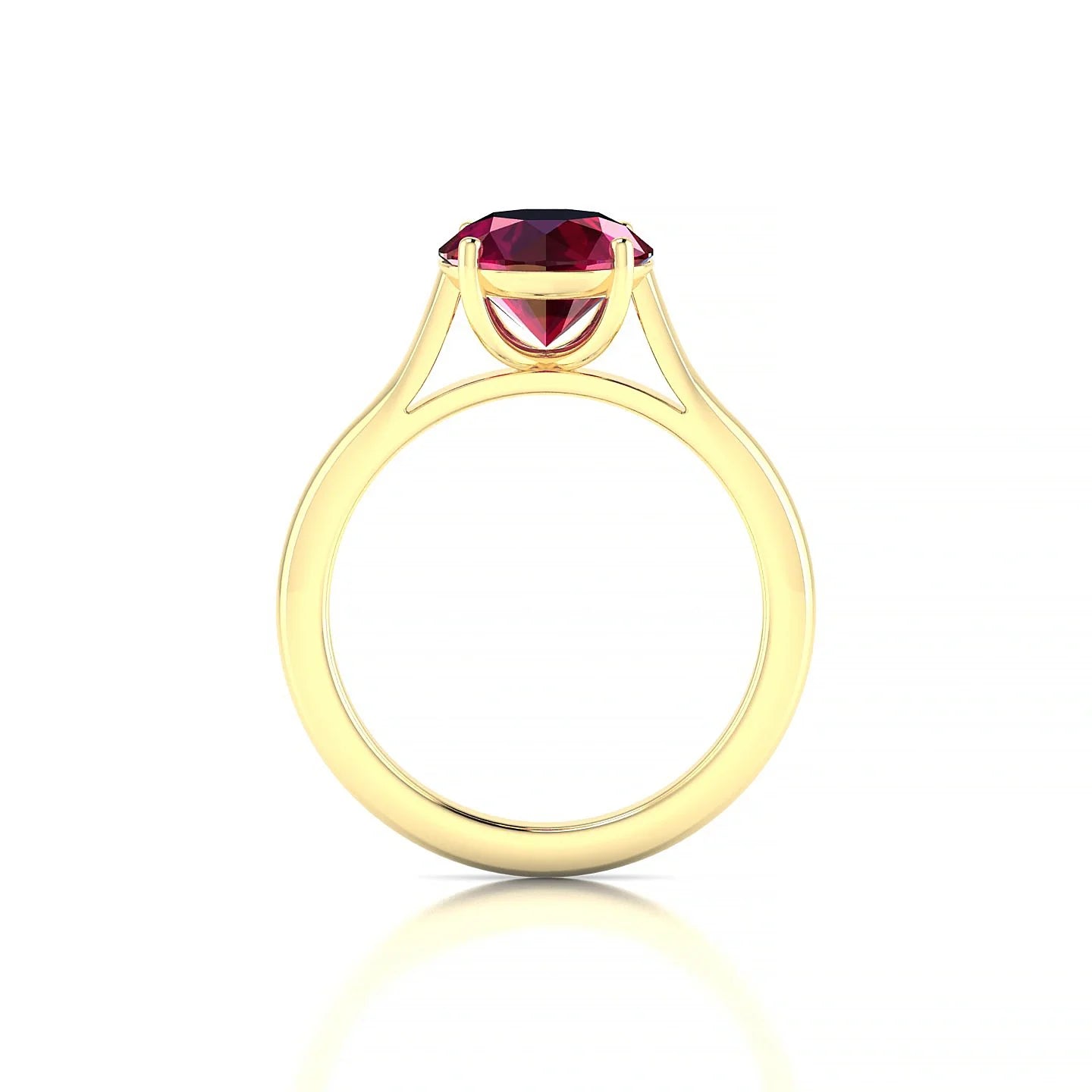 Cathedral | 18k Yellow Gold 8 mm Round Ruby Ring