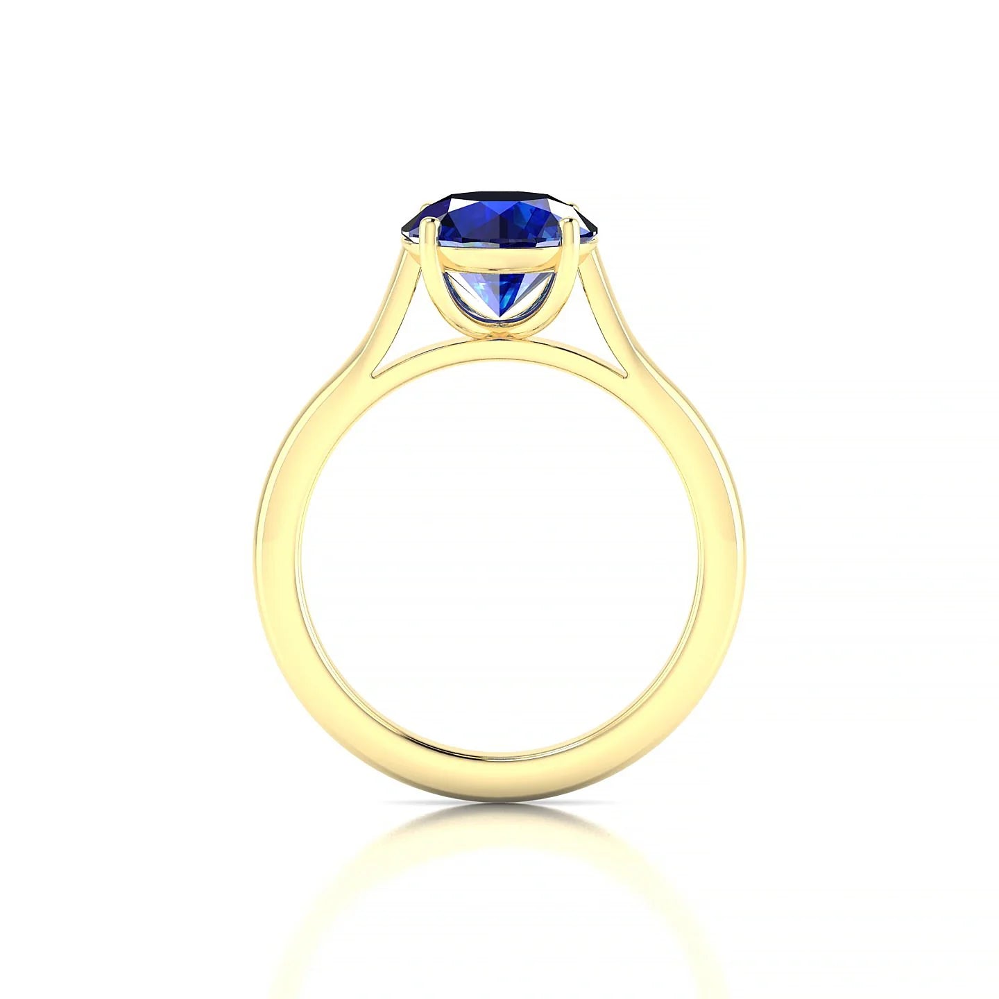 Cathedral | 18k Yellow Gold 8 mm Round Sapphire Ring