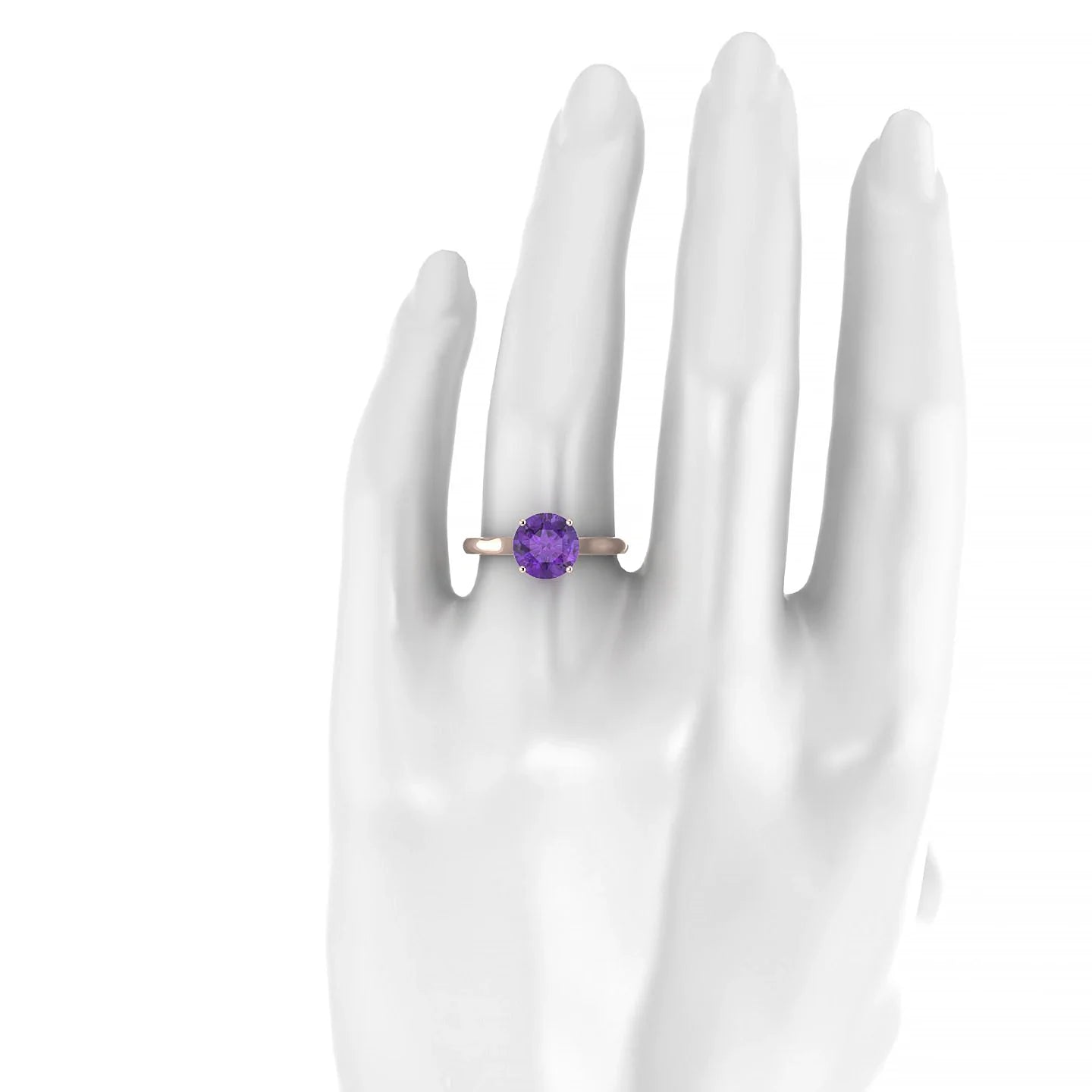 Cathedral | 18k Rose Gold 8 mm Round Amethyst Ring