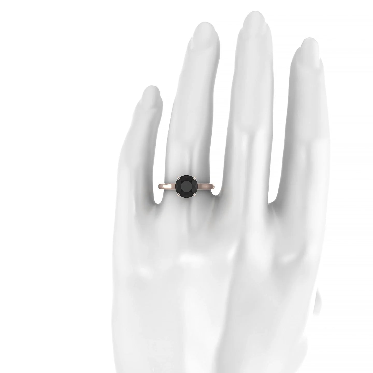 Cathedral | 18k Rose Gold 8 mm Round Black Diamond Ring