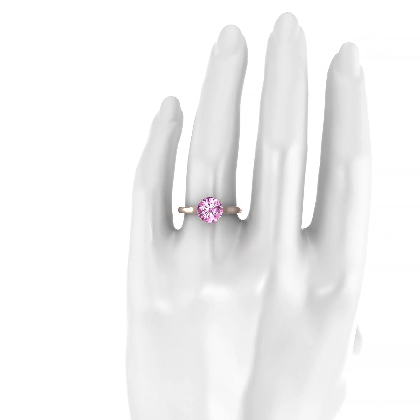 Cathedral | 18k Rose Gold 8 mm Round Pink Sapphire Ring