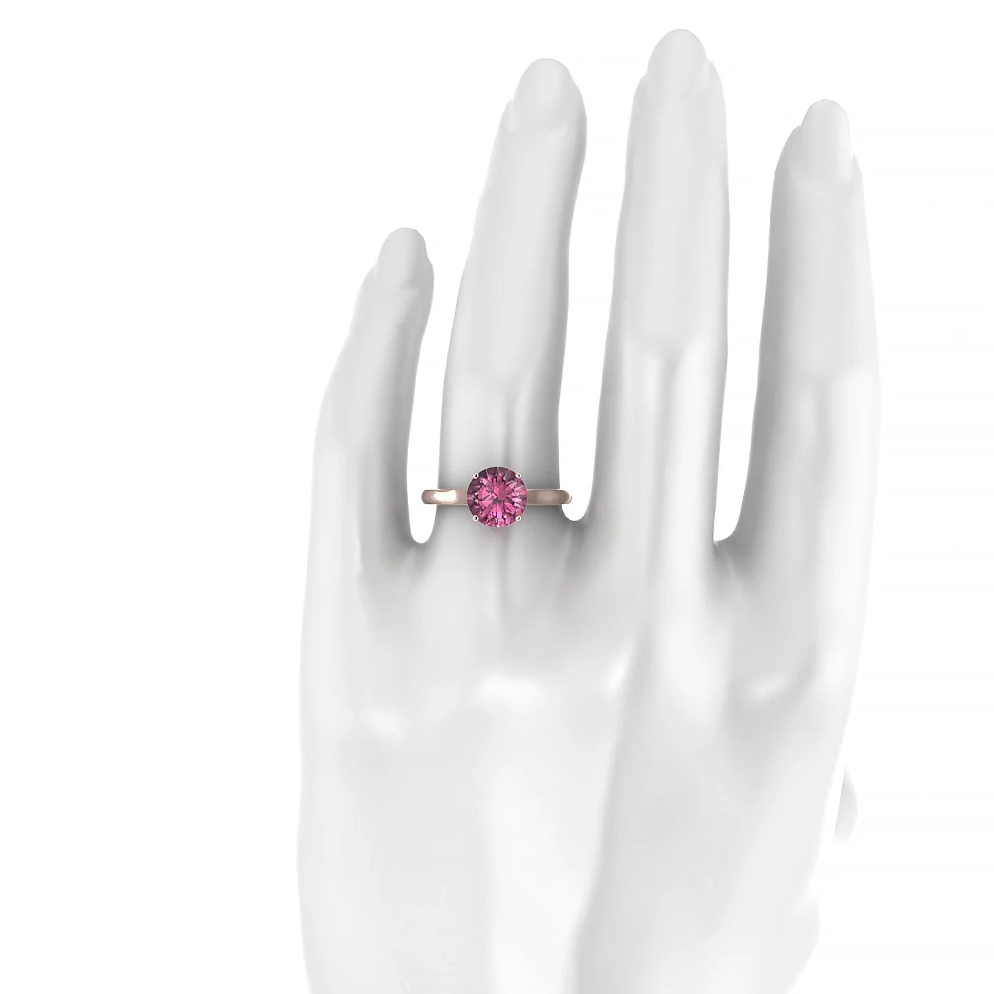 Cathedral | 18k Rose Gold 8 mm Round Rhodolite Ring
