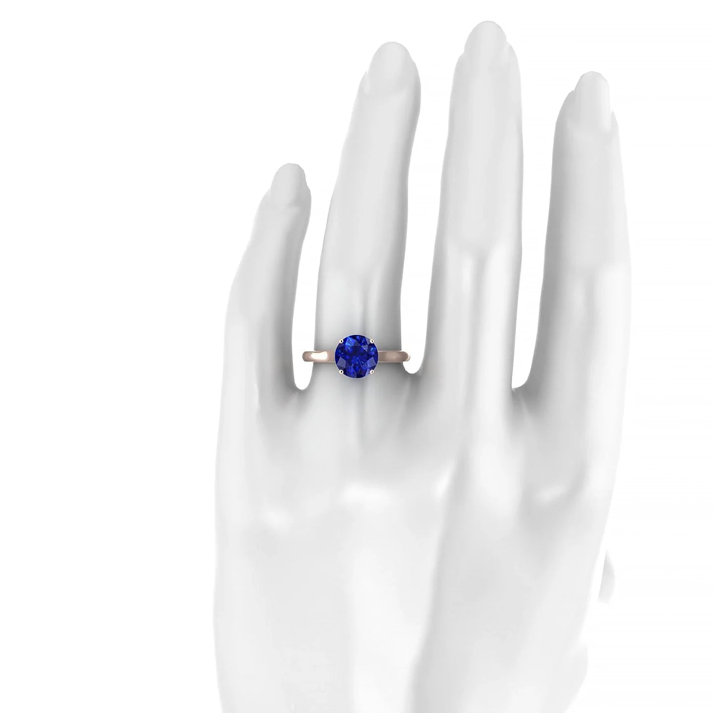 Cathedral | 18k Rose Gold 8 mm Round Sapphire Ring