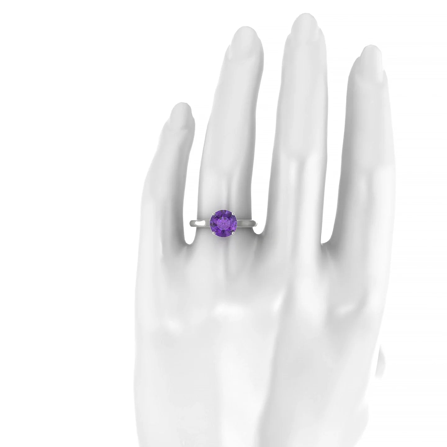 Cathedral | 18k White Gold 8 mm Round Amethyst Ring