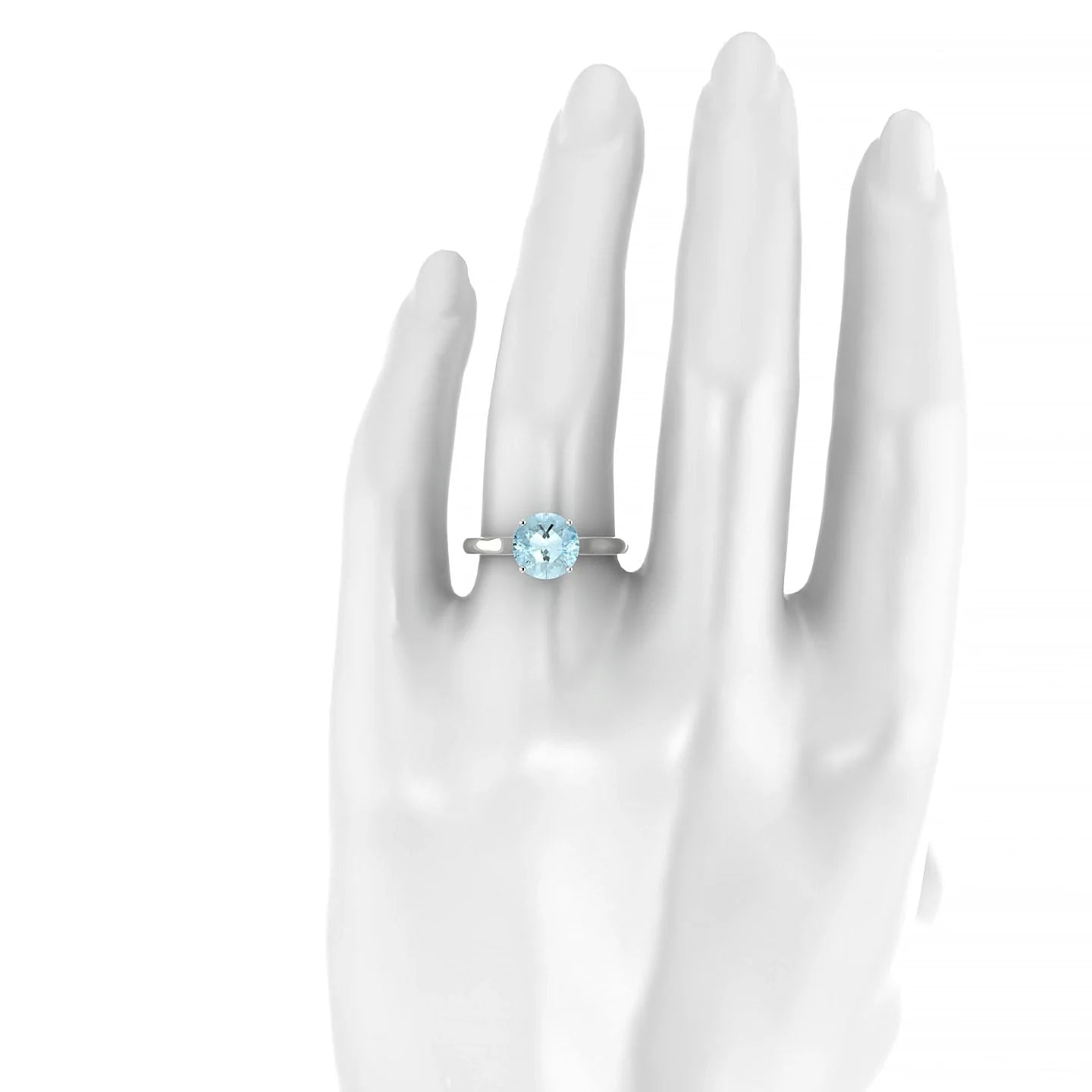 Cathedral | 18k White Gold 8 mm Round Aquamarine Ring