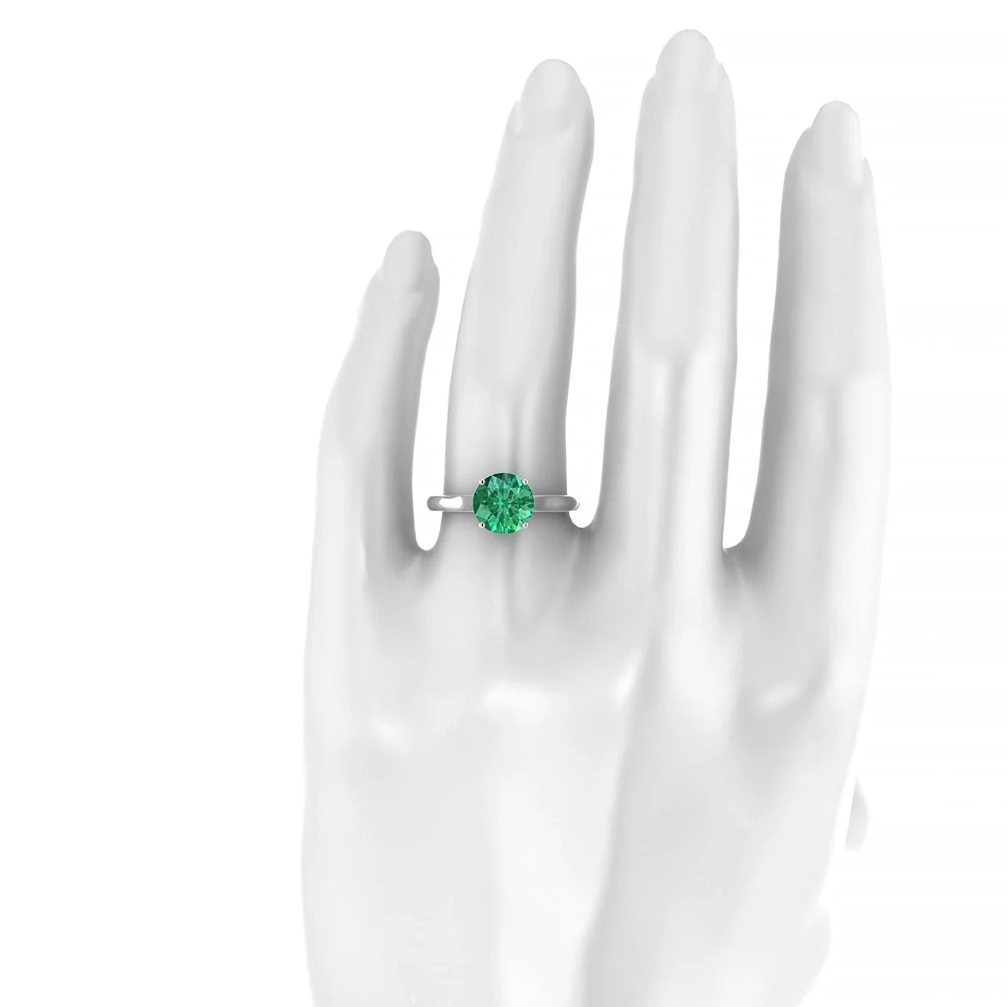 Cathedral | 18k White Gold 8 mm Round Emerald Ring