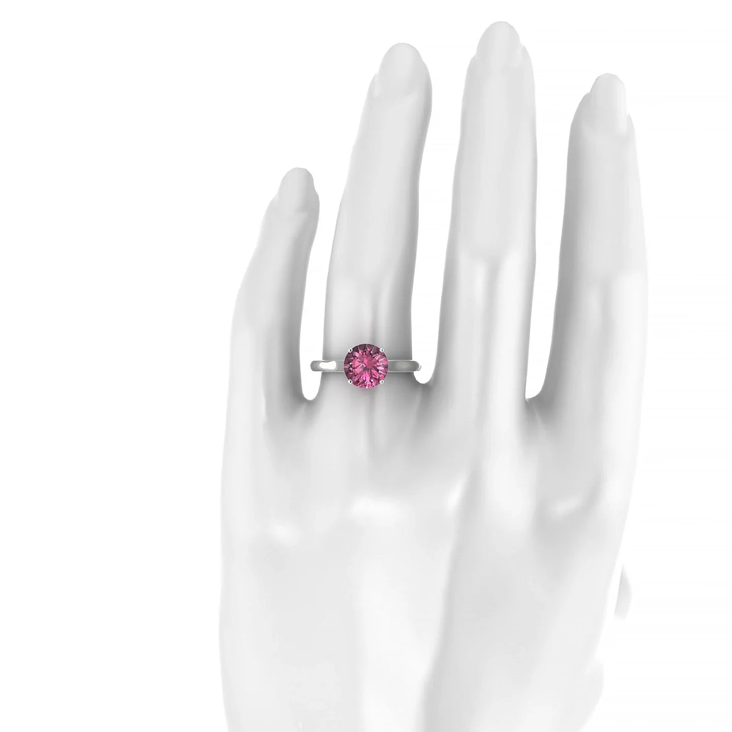 Cathedral | 18k White Gold 8 mm Round Rhodolite Ring