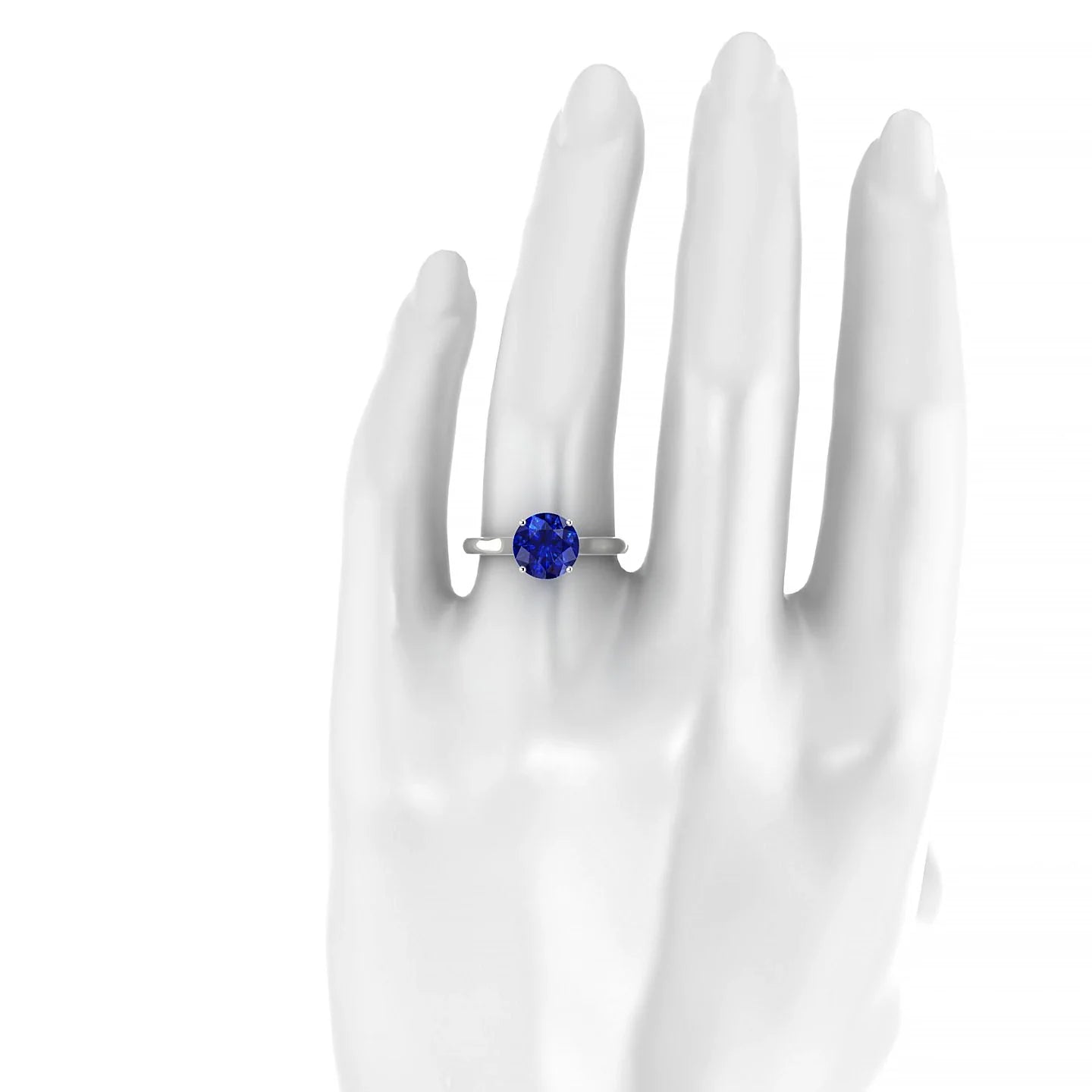 Cathedral | 18k White Gold 8 mm Round Sapphire Ring