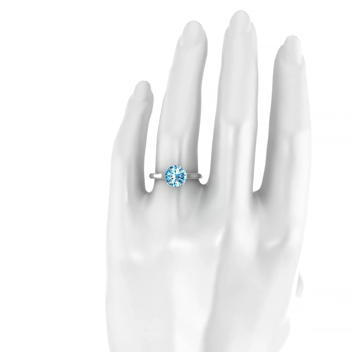 Cathedral | 18k White Gold 8 mm Round Topaz Ring