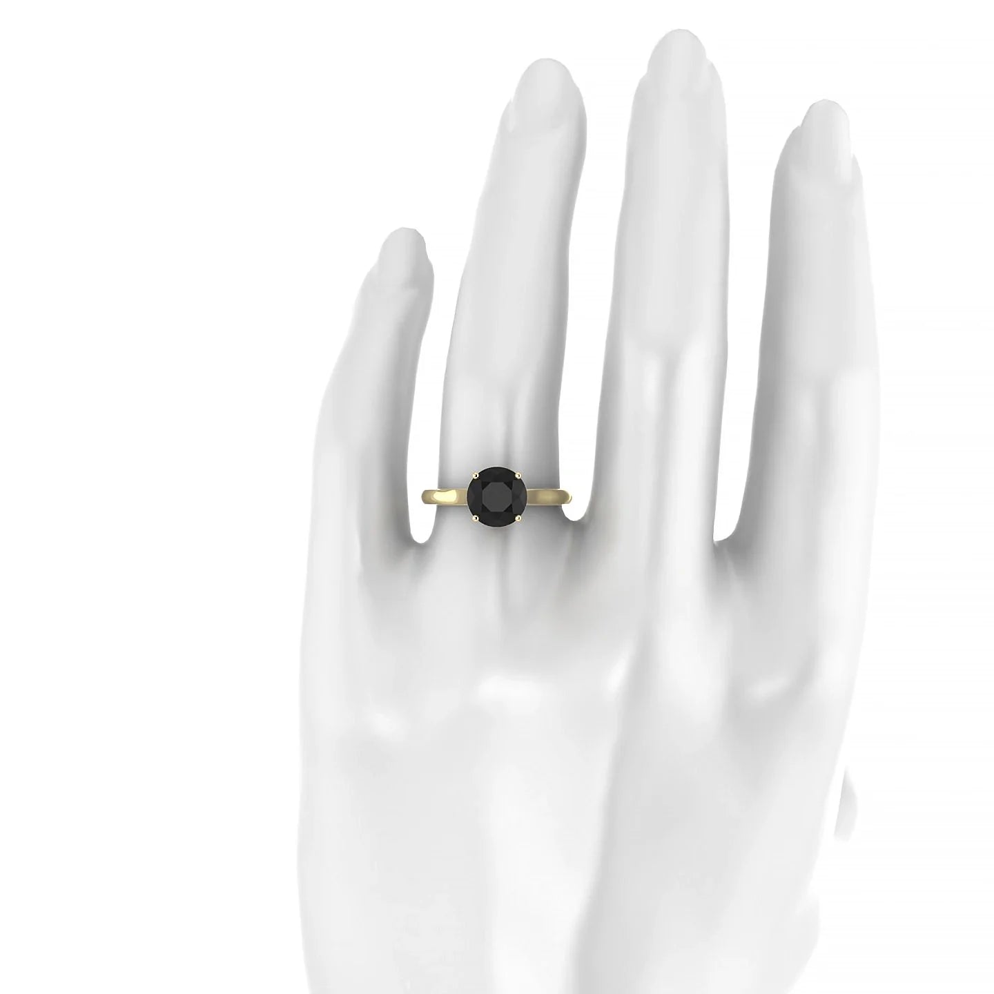 Cathedral | 18k Yellow Gold 8 mm Round Black Diamond Ring