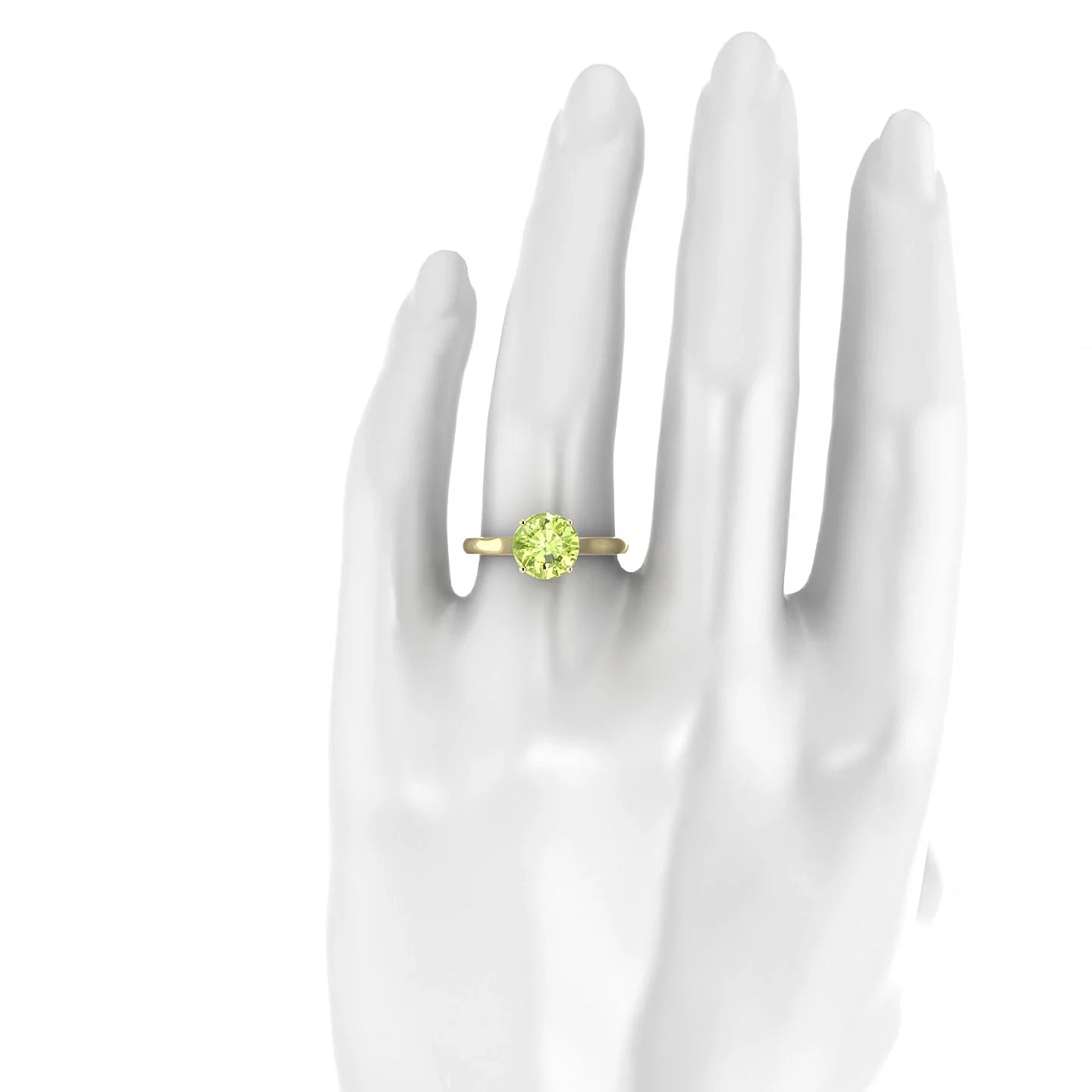 Cathedral | 18k Yellow Gold 8 mm Round Peridot Ring