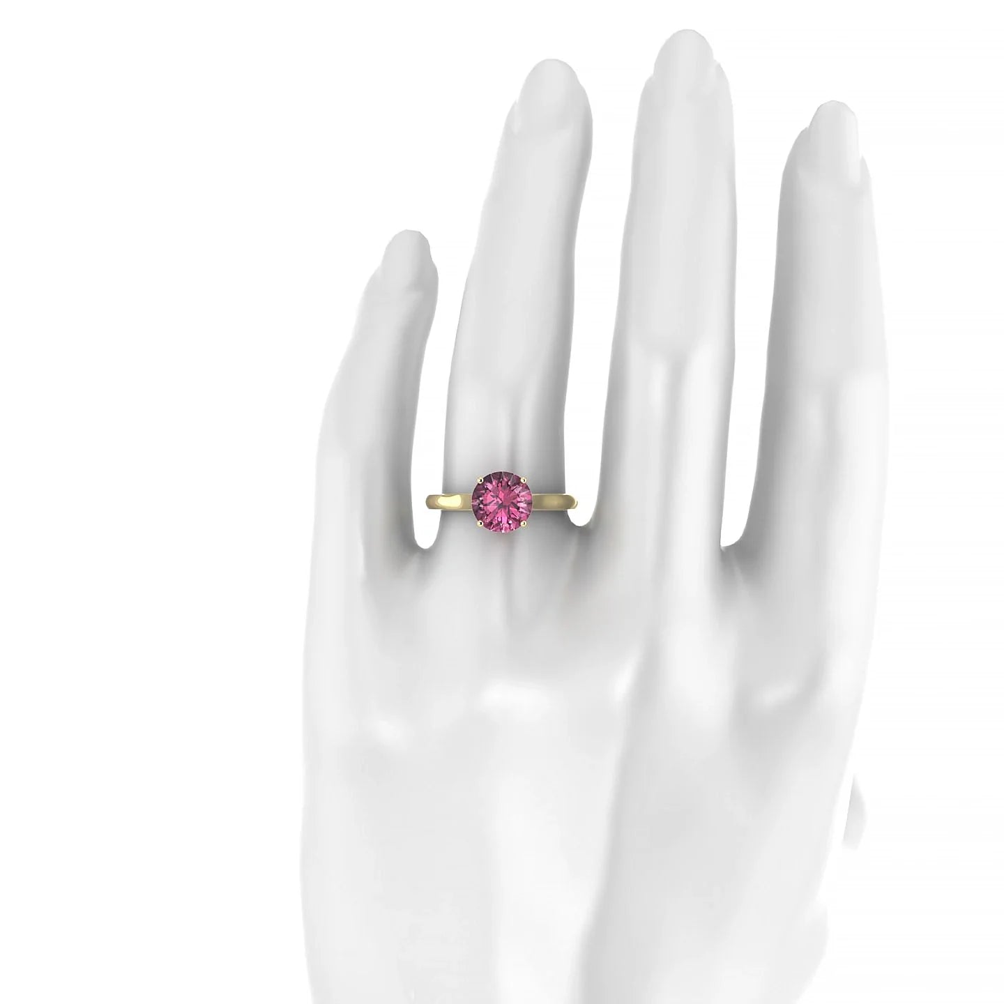 Cathedral | 18k Yellow Gold 8 mm Round Rhodolite Ring