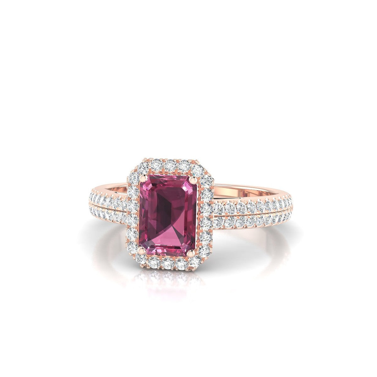 Celeste | 18k Rose Gold 7 x 5 mm Emerald Rhodolite Ring