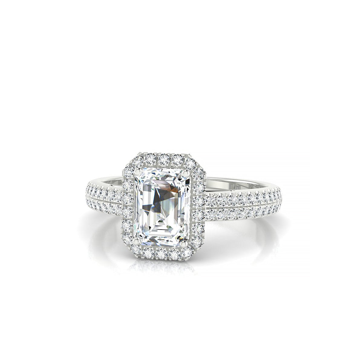 Celeste | 18k White Gold 7 x 5 mm Emerald Diamond Ring