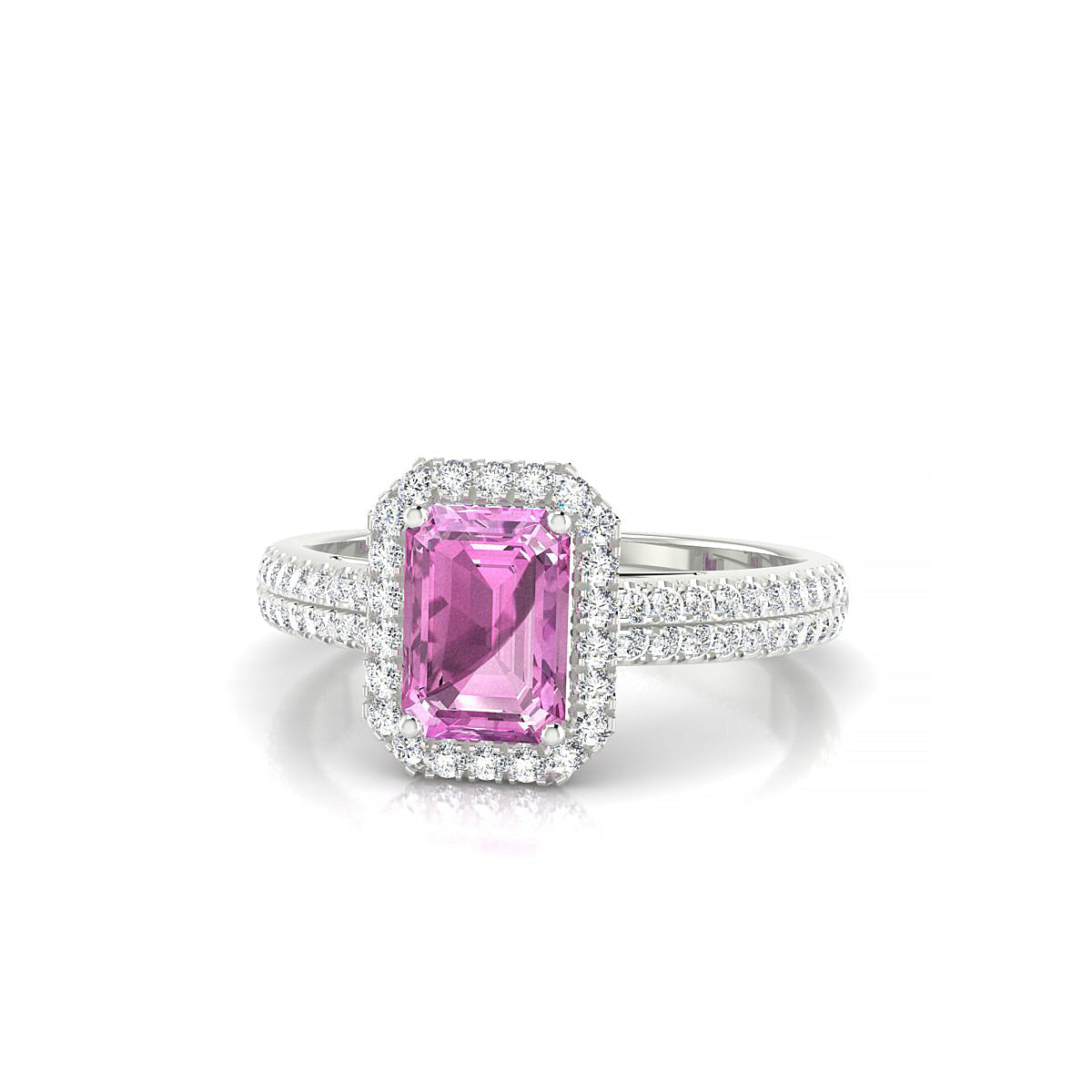 Celeste | 18k White Gold 7 x 5 mm Emerald Pink Sapphire Ring