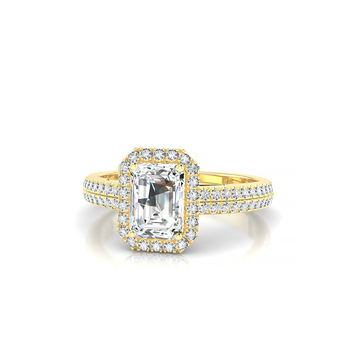 Celeste | 18k Yellow Gold 7 x 5 mm Emerald Diamond Ring