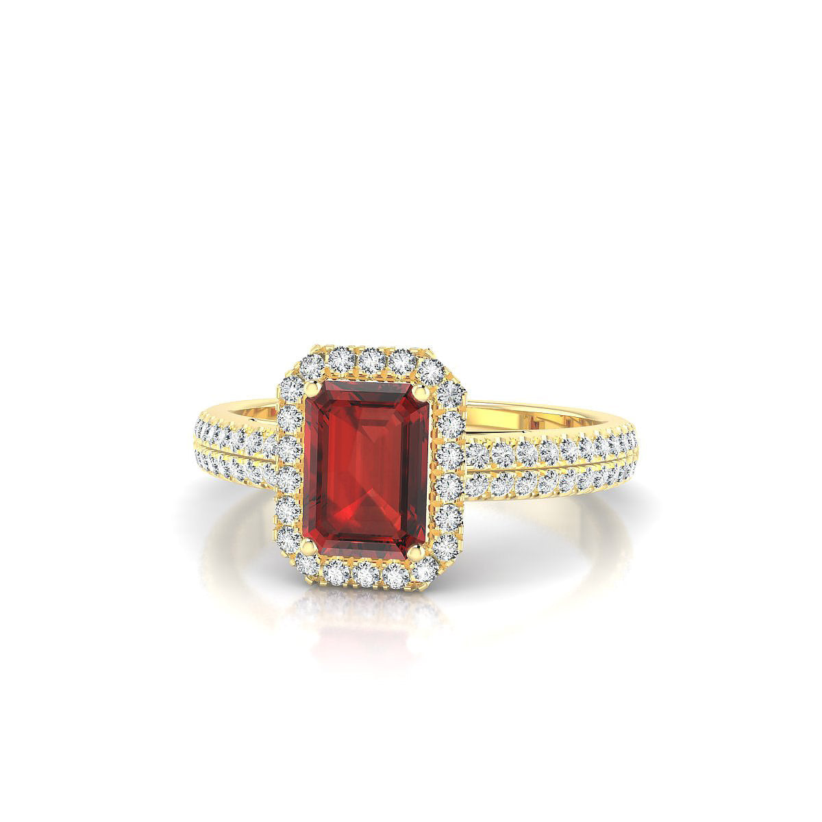 Celeste | 18k Yellow Gold 7 x 5 mm Emerald Garnet Ring