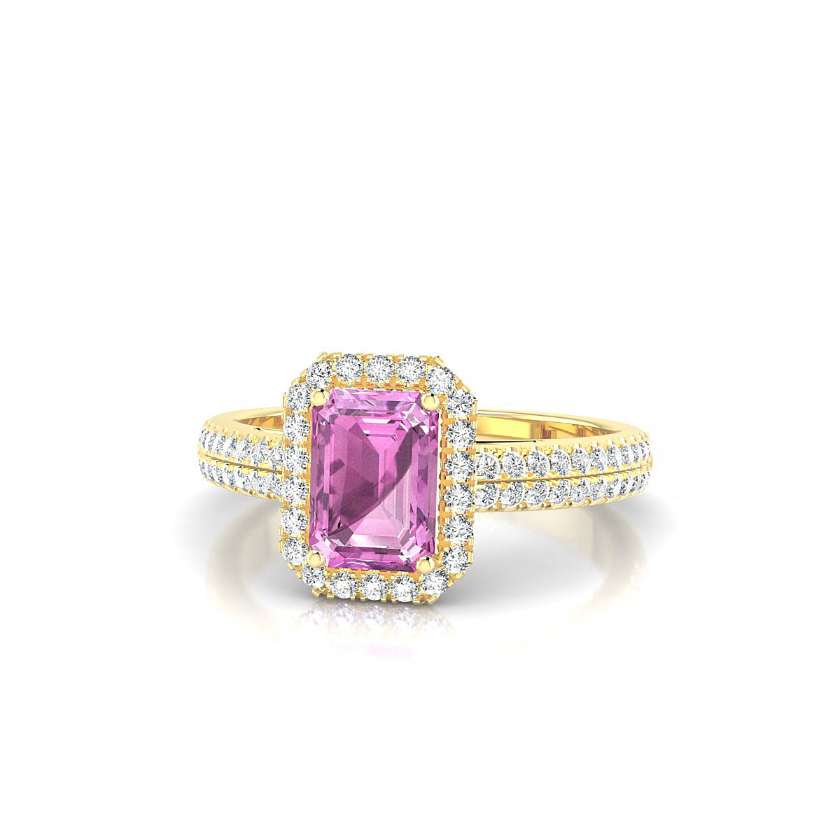 Celeste | 18k Yellow Gold 7 x 5 mm Emerald Pink Sapphire Ring