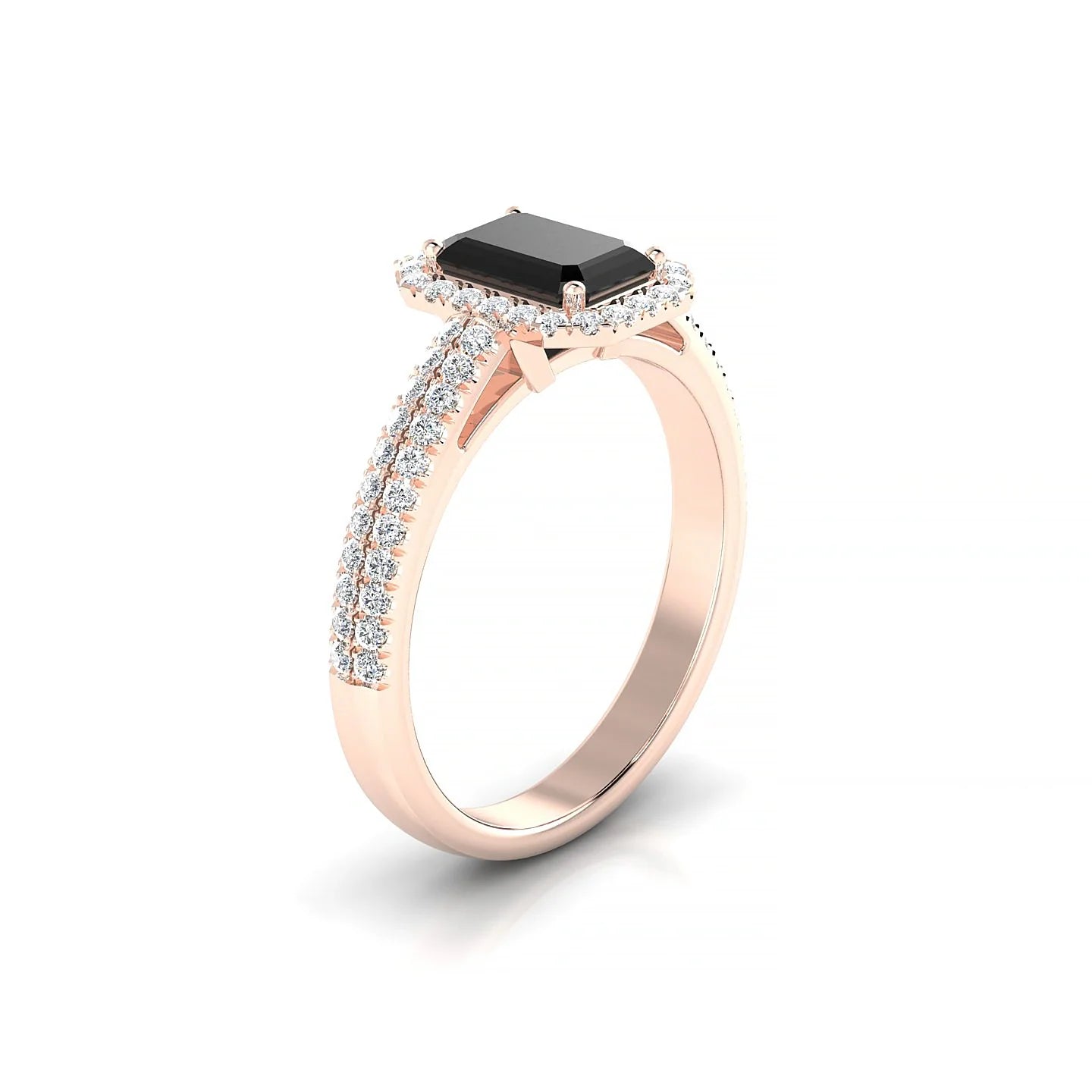 Celeste | 18k Rose Gold 7 x 5 mm Emerald Black Diamond Ring