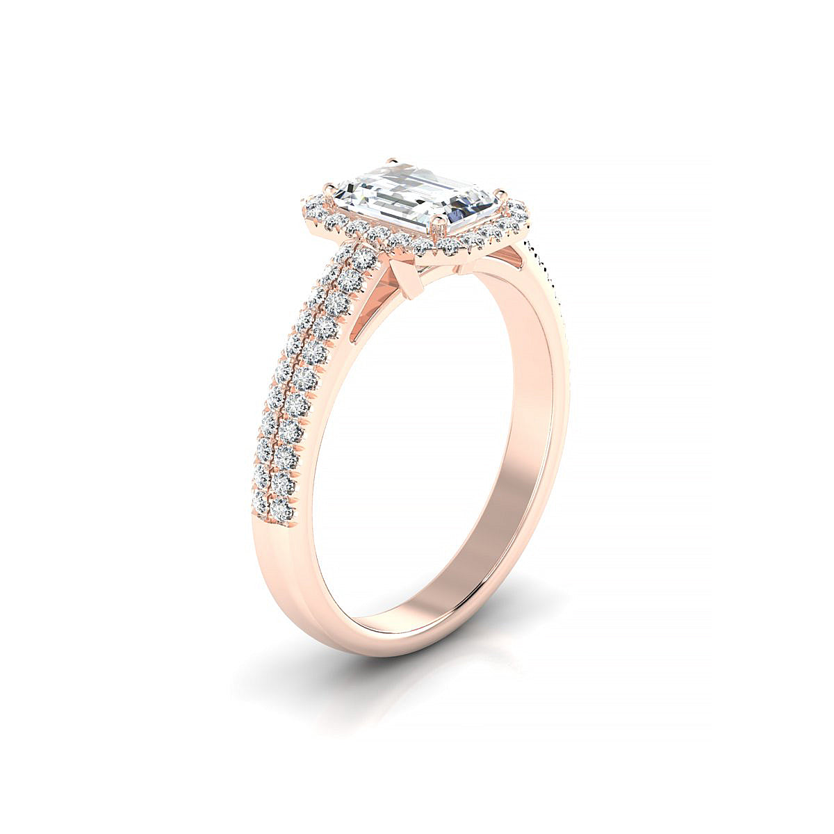 Celeste | 18k Rose Gold 7 x 5 mm Emerald Diamond Ring