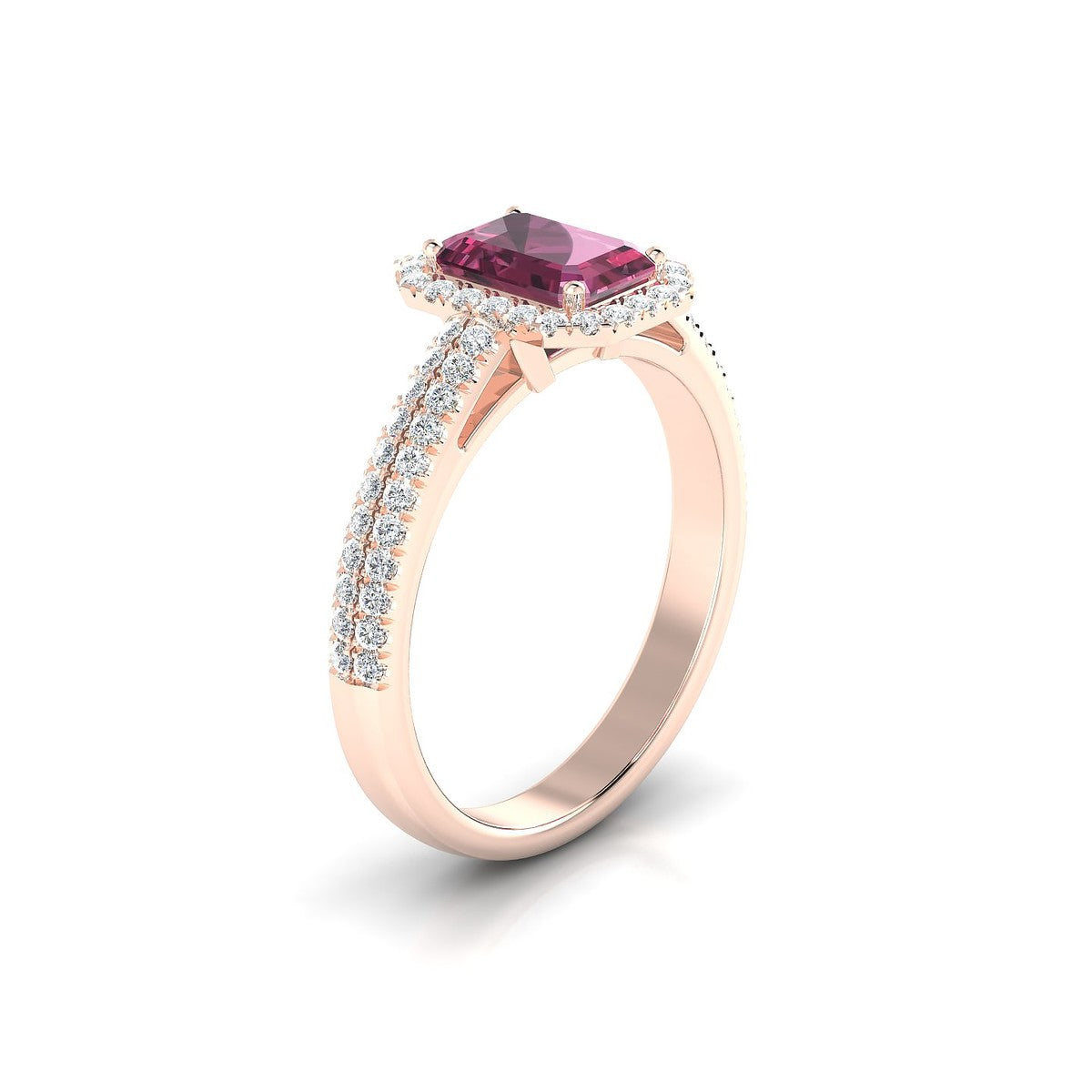 Celeste | 18k Rose Gold 7 x 5 mm Emerald Rhodolite Ring