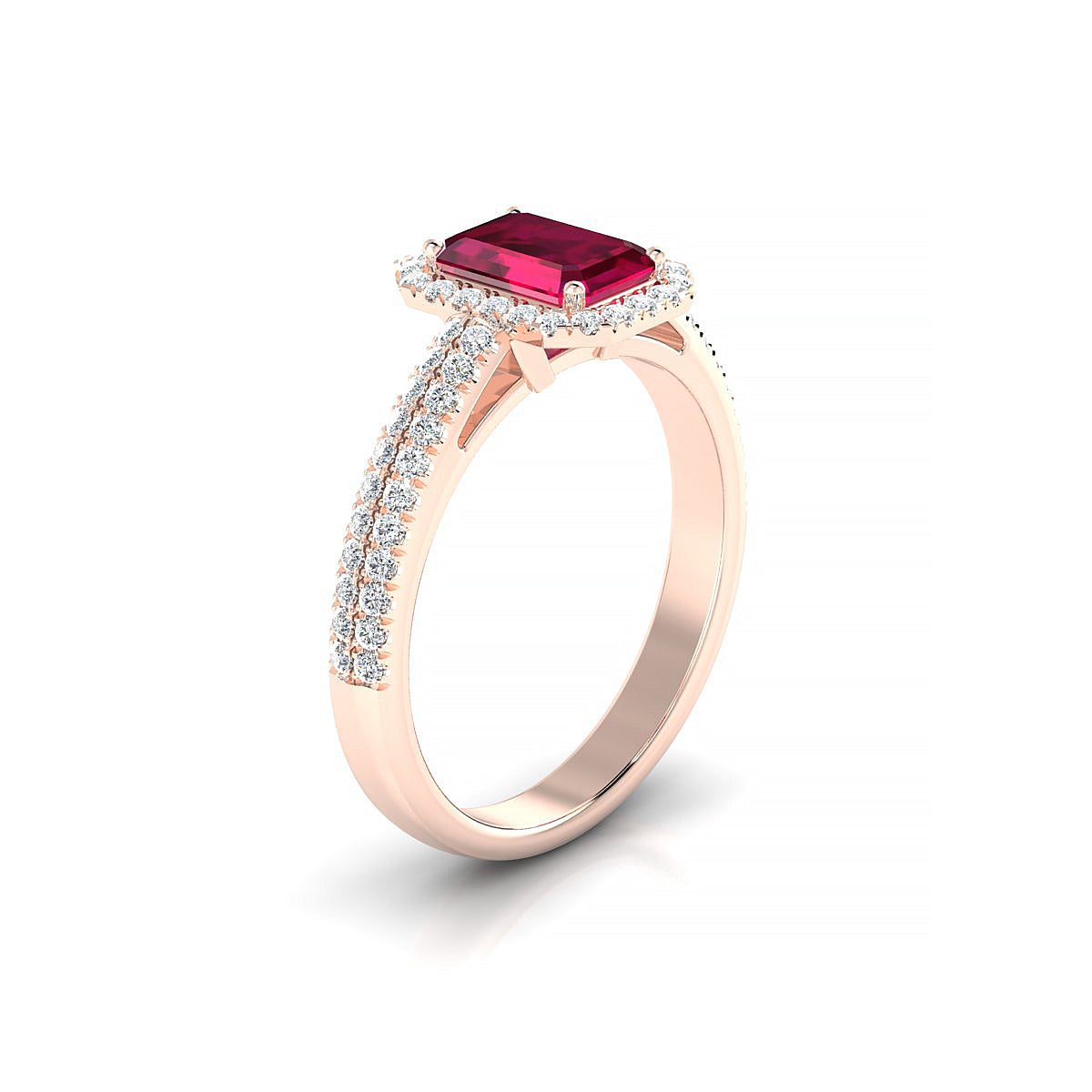 Celeste | 18k Rose Gold 7 x 5 mm Emerald Ruby Ring