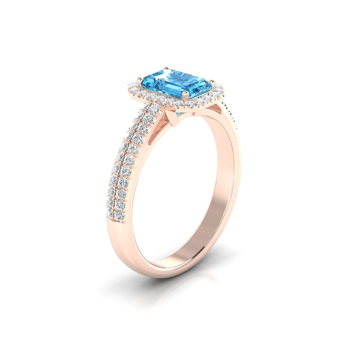 Celeste | 18k Rose Gold 7 x 5 mm Emerald Topaz Ring