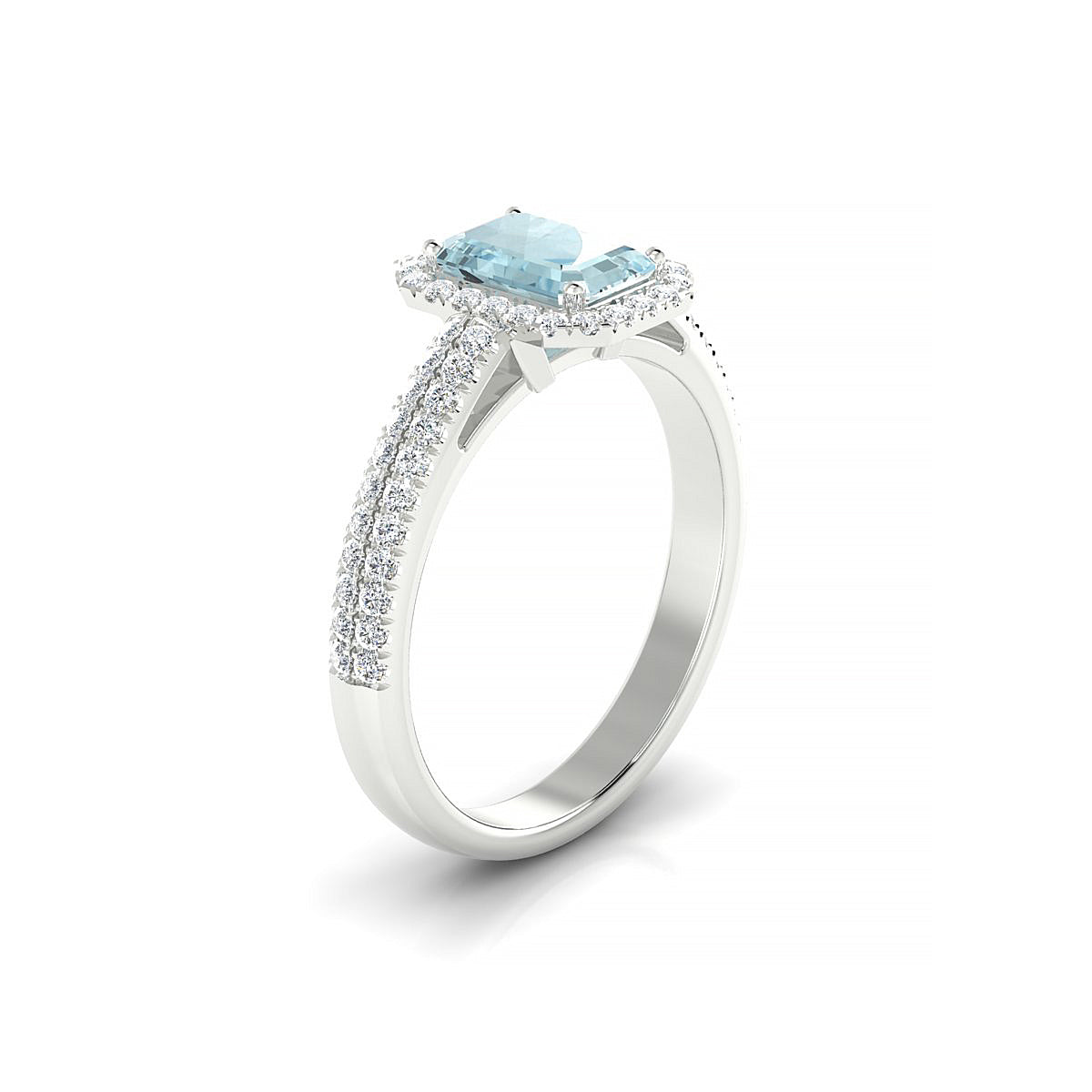 Celeste | 18k White Gold 7 x 5 mm Emerald Aquamarine Ring