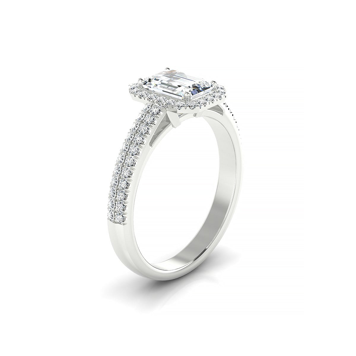 Celeste | 18k White Gold 7 x 5 mm Emerald Diamond Ring