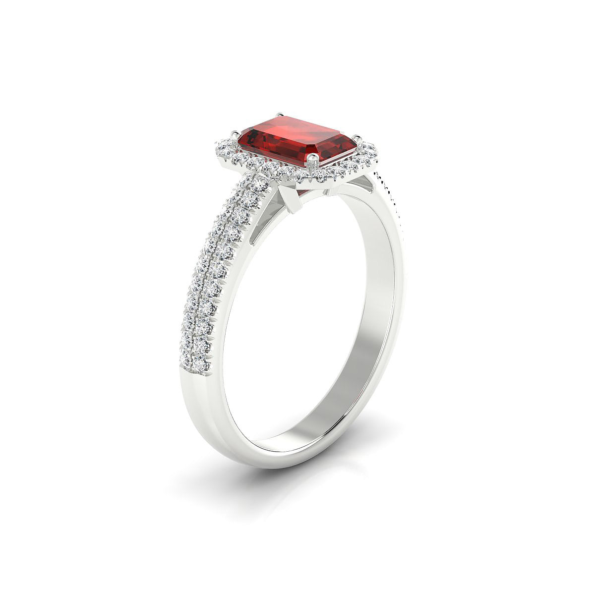 Celeste | 18k White Gold 7 x 5 mm Emerald Garnet Ring