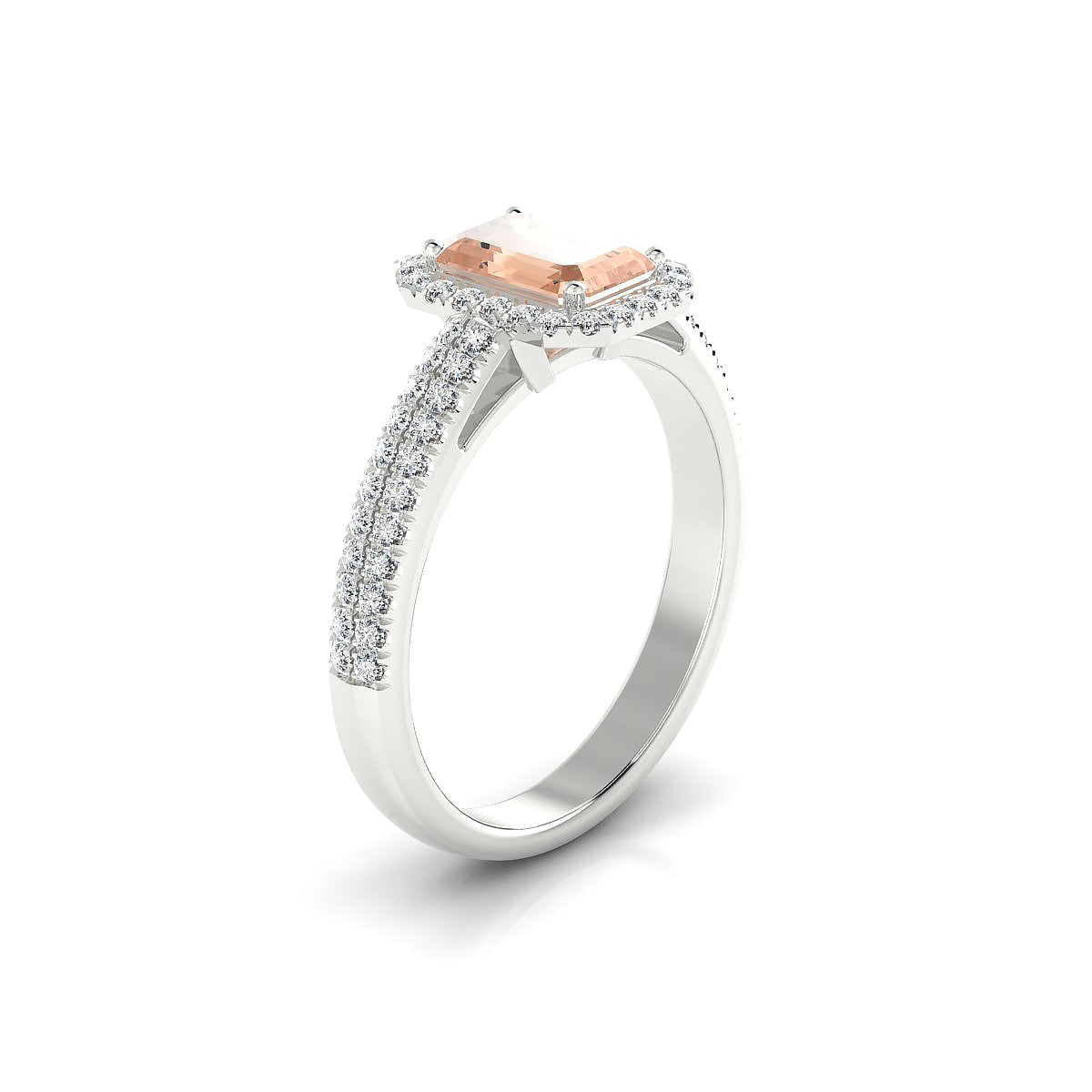 Celeste | 18k White Gold 7 x 5 mm Emerald Morganite Ring