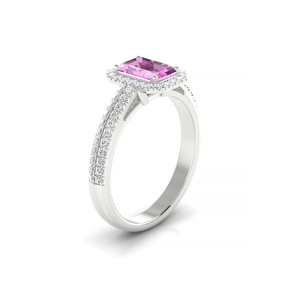 Celeste | 18k White Gold 7 x 5 mm Emerald Pink Sapphire Ring