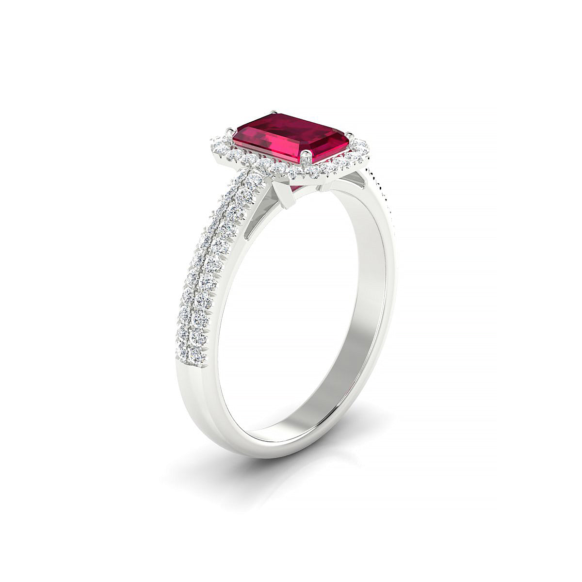 Celeste | 18k White Gold 7 x 5 mm Emerald Ruby Ring