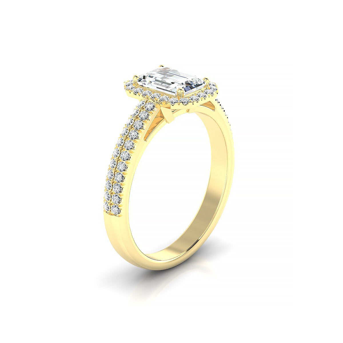 Celeste | 18k Yellow Gold 7 x 5 mm Emerald Diamond Ring