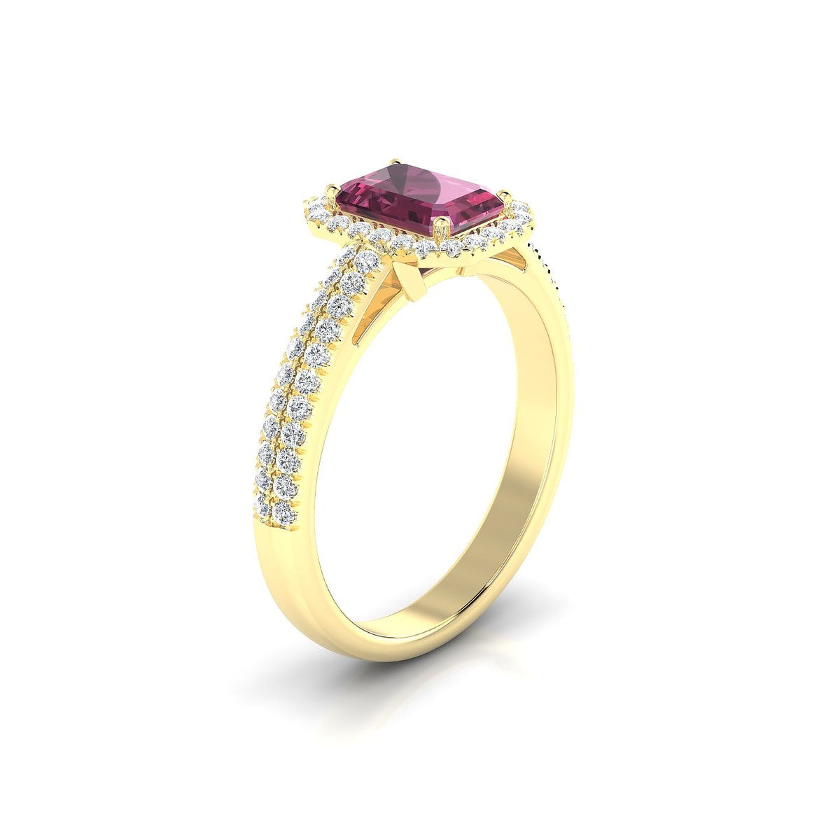 Celeste | 18k Yellow Gold 7 x 5 mm Emerald Rhodolite Ring