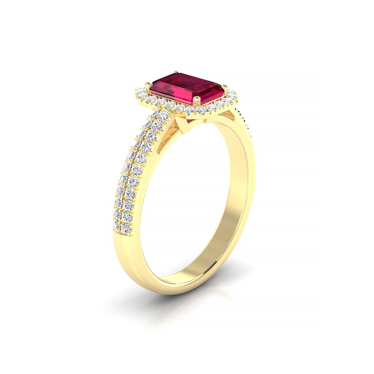 Celeste | 18k Yellow Gold 7 x 5 mm Emerald Ruby Ring