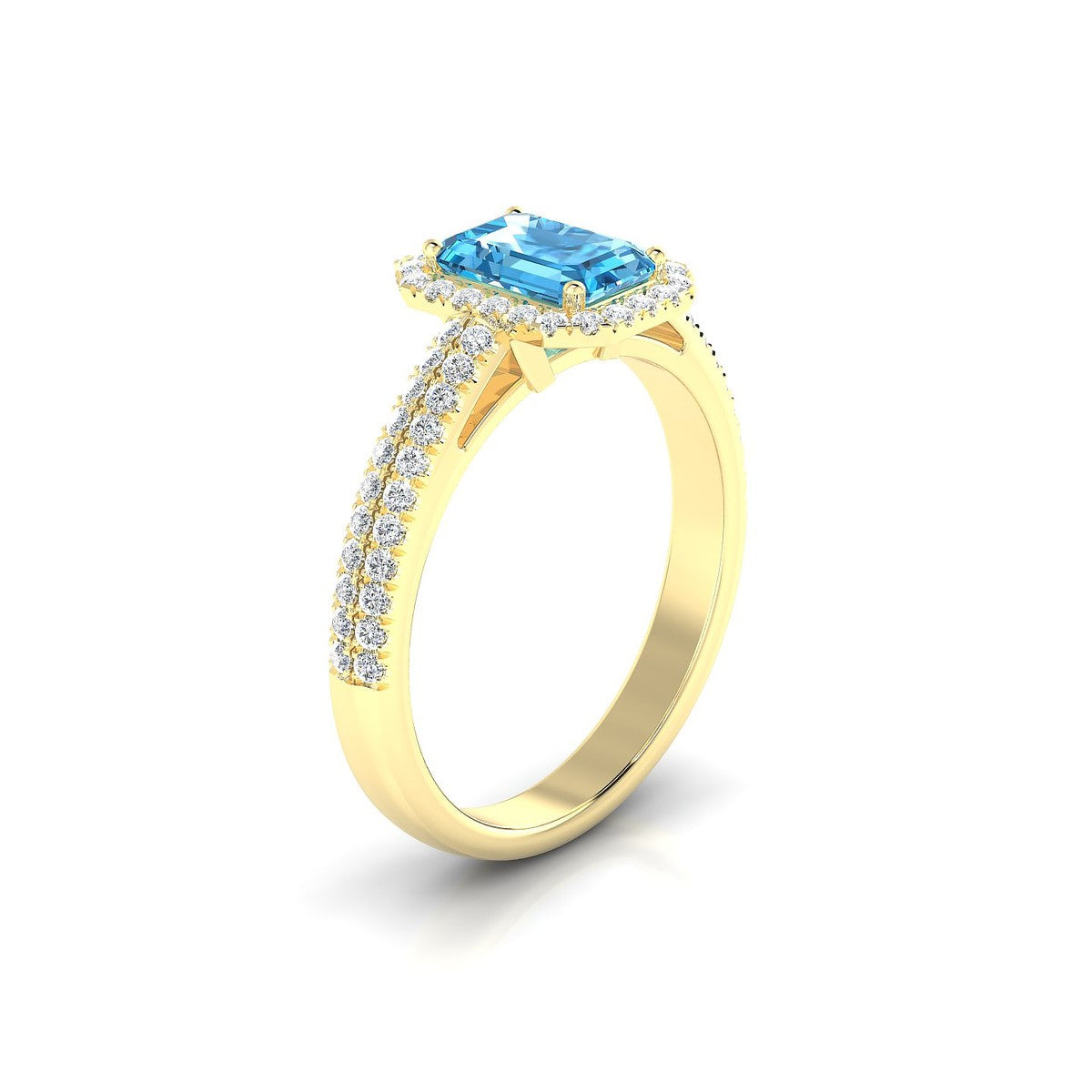 Celeste | 18k Yellow Gold 7 x 5 mm Emerald Topaz Ring