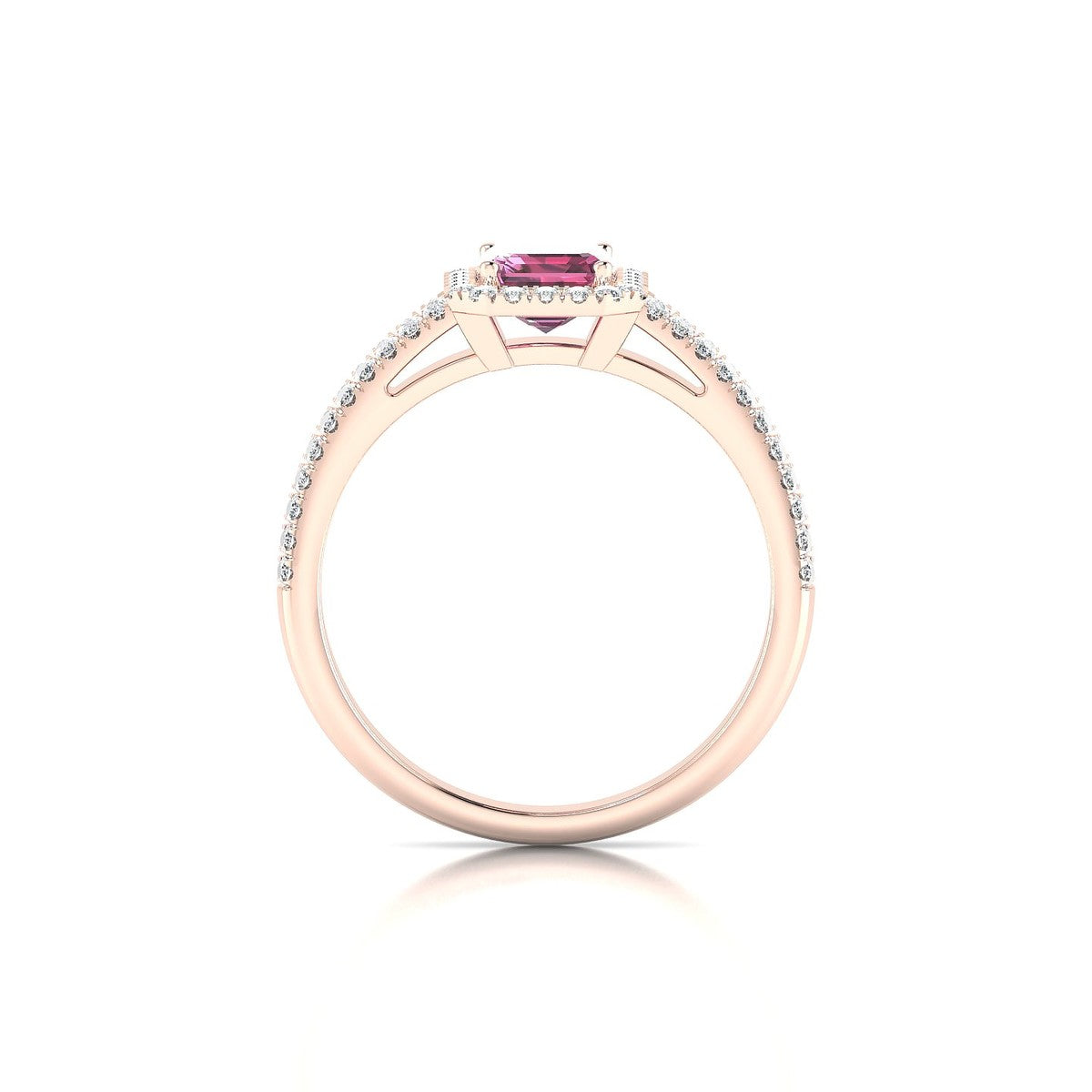 Celeste | 18k Rose Gold 7 x 5 mm Emerald Rhodolite Ring