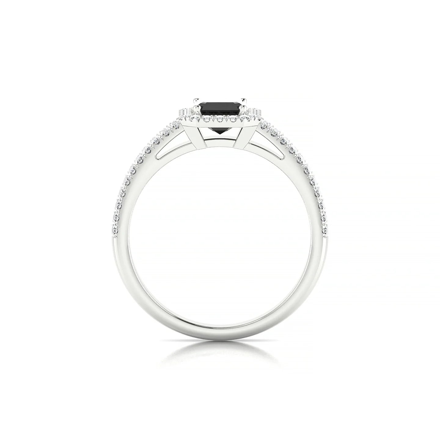 Celeste | 18k White Gold 7 x 5 mm Emerald Black Diamond Ring