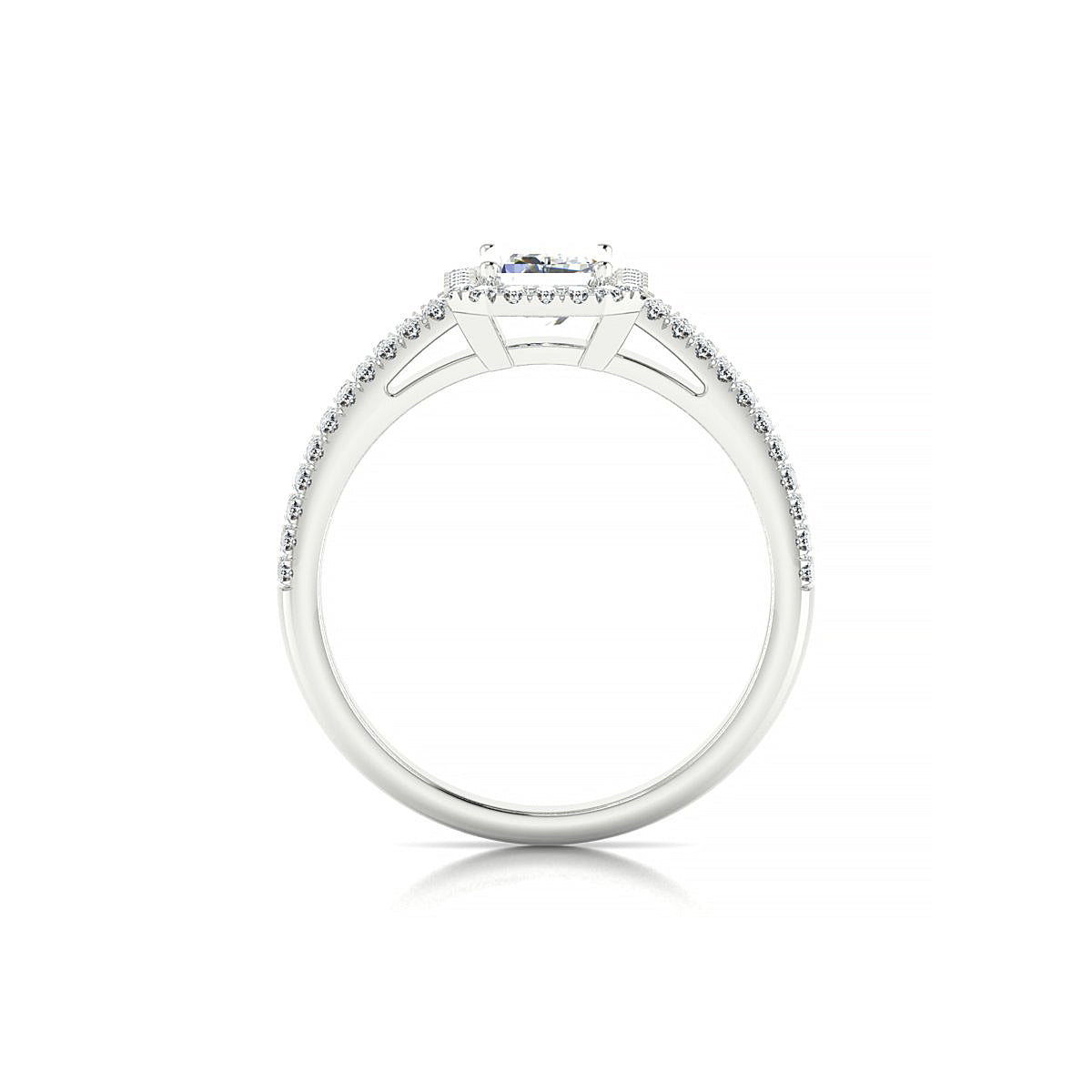 Celeste | 18k White Gold 7 x 5 mm Emerald Diamond Ring