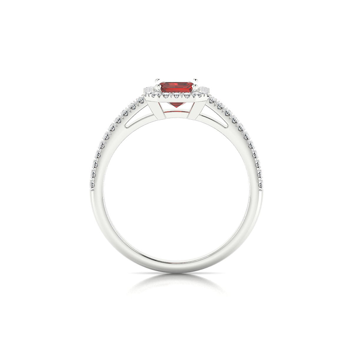 Celeste | 18k White Gold 7 x 5 mm Emerald Garnet Ring