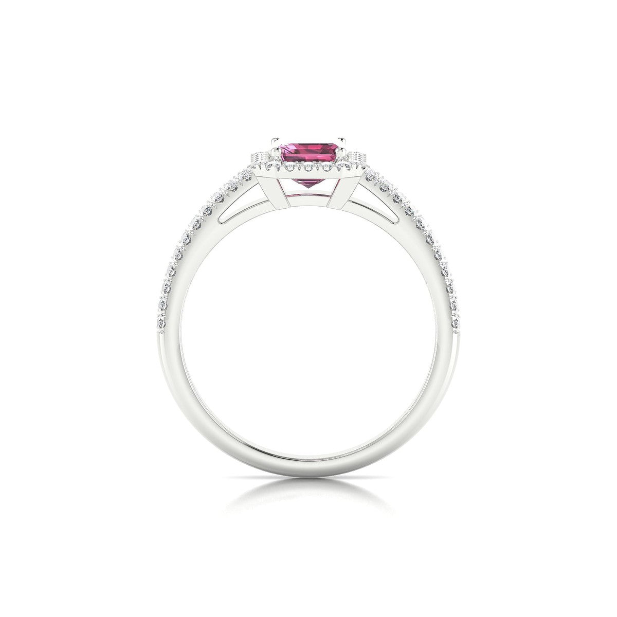 Celeste | 18k White Gold 7 x 5 mm Emerald Rhodolite Ring