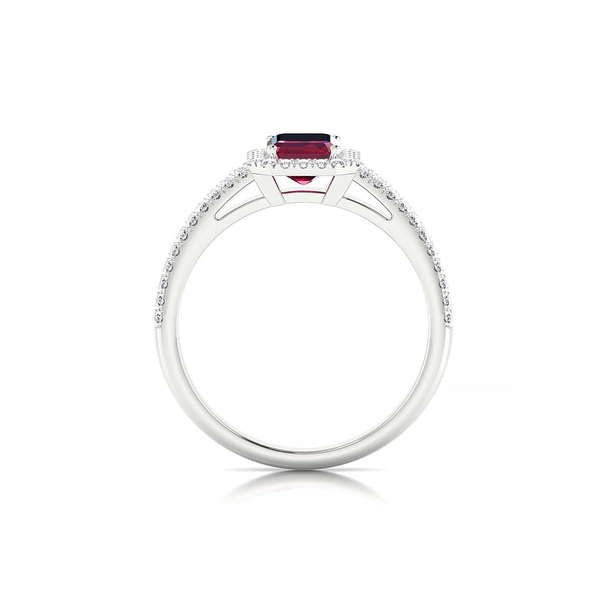 Celeste | 18k White Gold 7 x 5 mm Emerald Ruby Ring