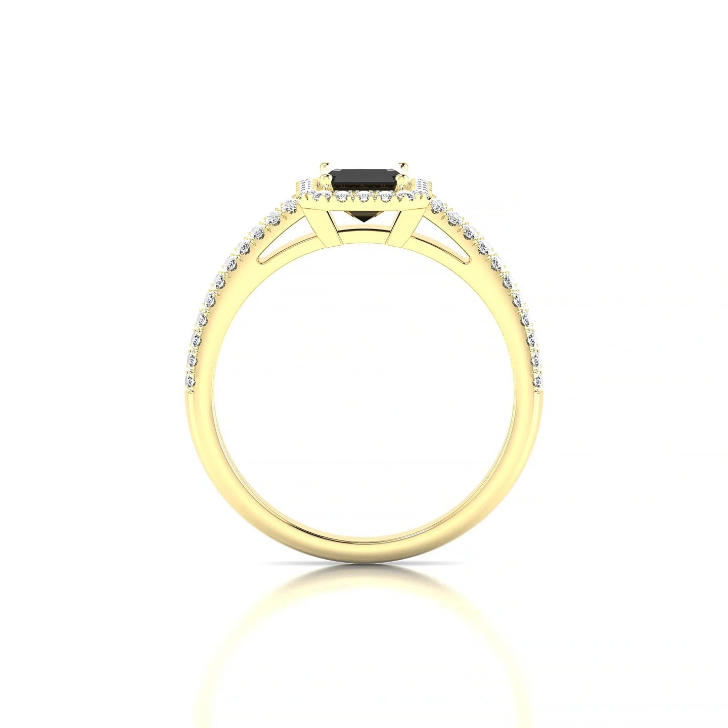 Celeste | 18k Yellow Gold 7 x 5 mm Emerald Black Diamond Ring
