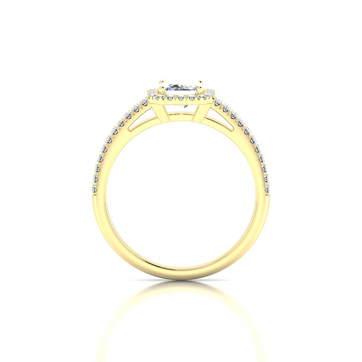 Celeste | 18k Yellow Gold 7 x 5 mm Emerald Diamond Ring
