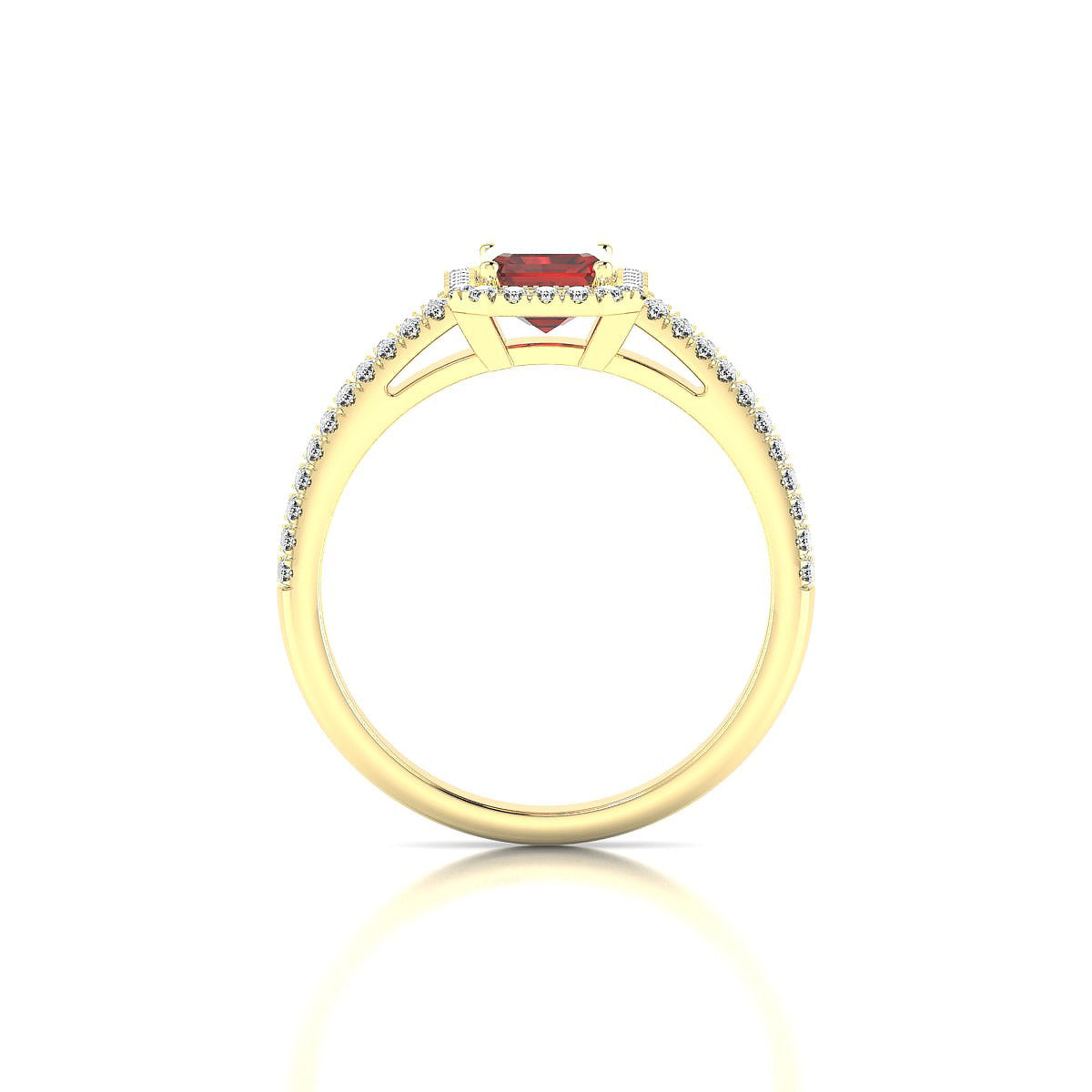 Celeste | 18k Yellow Gold 7 x 5 mm Emerald Garnet Ring