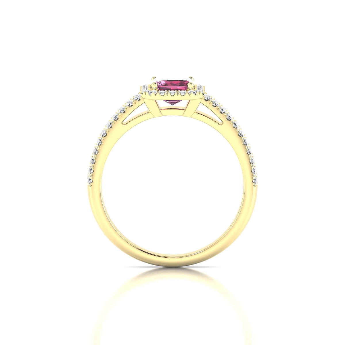 Celeste | 18k Yellow Gold 7 x 5 mm Emerald Rhodolite Ring