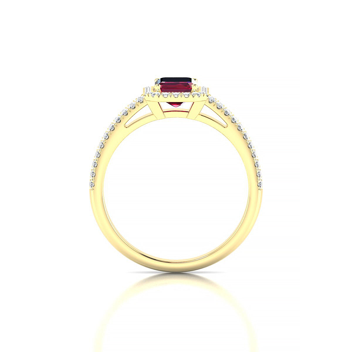 Celeste | 18k Yellow Gold 7 x 5 mm Emerald Ruby Ring